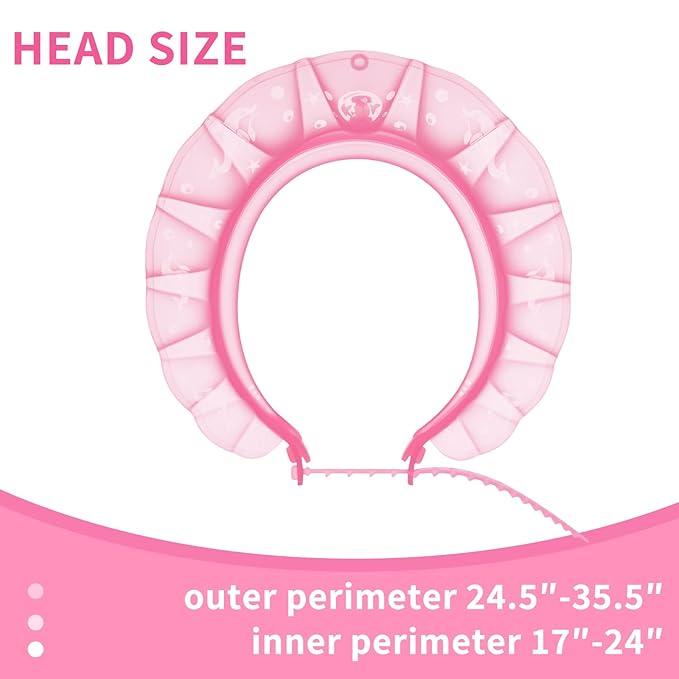 kair Baby Kids Shower Cap Soft Adjustable Silicone Toddler Bath Visor Children Hair Washing Hat Keep Kids Shield Water Out of Eyes & Ears (Pink, Head Size 17"-24" More Than 24 Months)