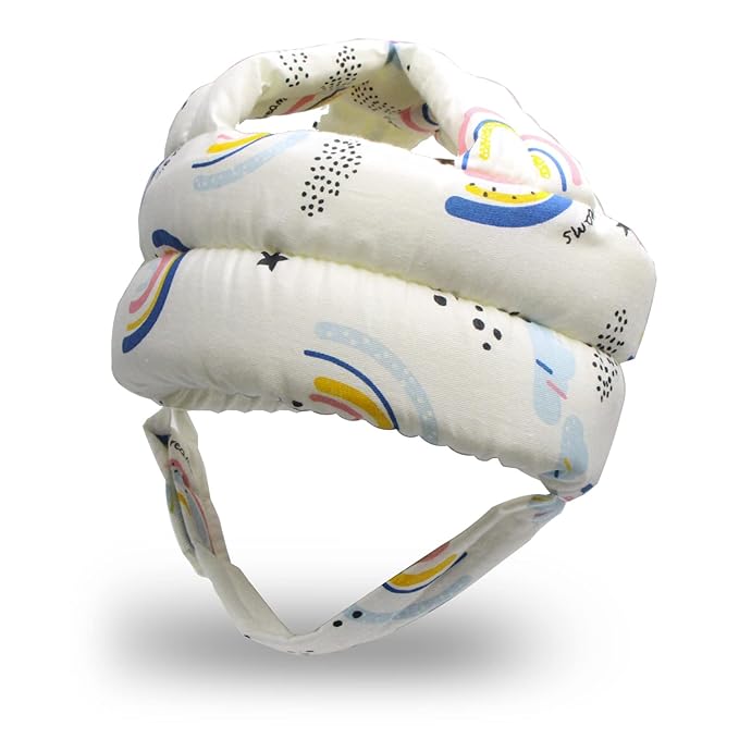 Baby Head Protector Baby Helmet for Crawling Walking, No Bumps Safety Head Adjustable Protective Cap for Walking, Playing (Rainbow)