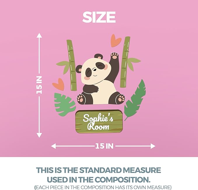 EGD Custom Panda Door Decal with Name | Door Decals for Bedroom or Nursery | Personalized Vinyl Wall Decal for Kids Room | Cute Panda Wall Stickers for Kids (F. Panda)