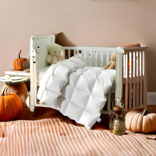 Continental Bedding Toddler Comforter, 100% White Goose Down Duvet Insert, Sleep Blanket with Cotton Shell, Fits Standard Crib, Toddler Bed, 39x47 Inches, White