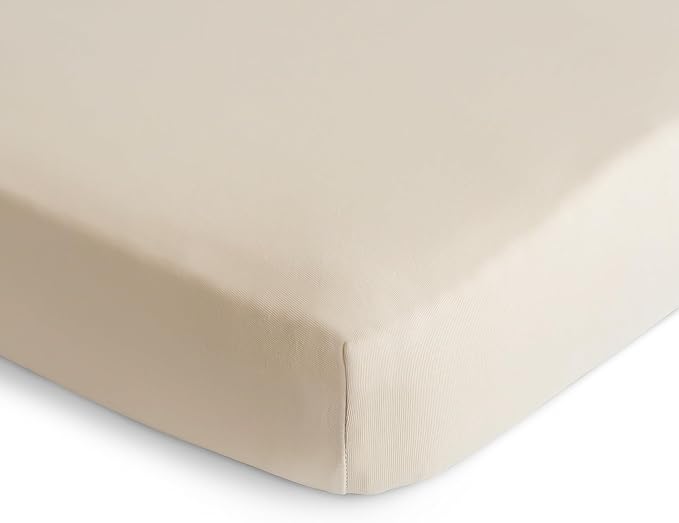 mushie Stretchy & Soft Mini Crib Sheet | Fitted 24" x 38" (Fog)