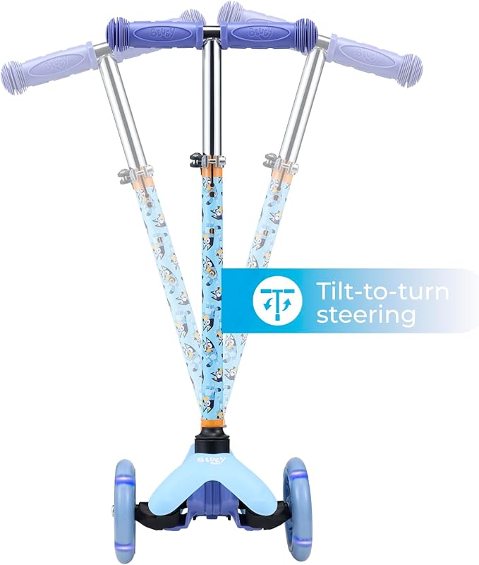 Self Balancing Kick Scooter with Light Up Wheels, Extra Wide Deck, 3 Wheel Platform, Foot Activated Brake, 75 lbs Limit, Kids & Toddlers Girls or Boys, for Ages 3 and Up