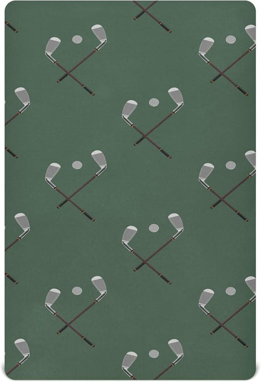 Sports Golf Ball Green Crib Sheets Soft Breathable Fitted Baby Crib Sheets Mattress Cover for Girls Boys, 52" x 28" x 9"