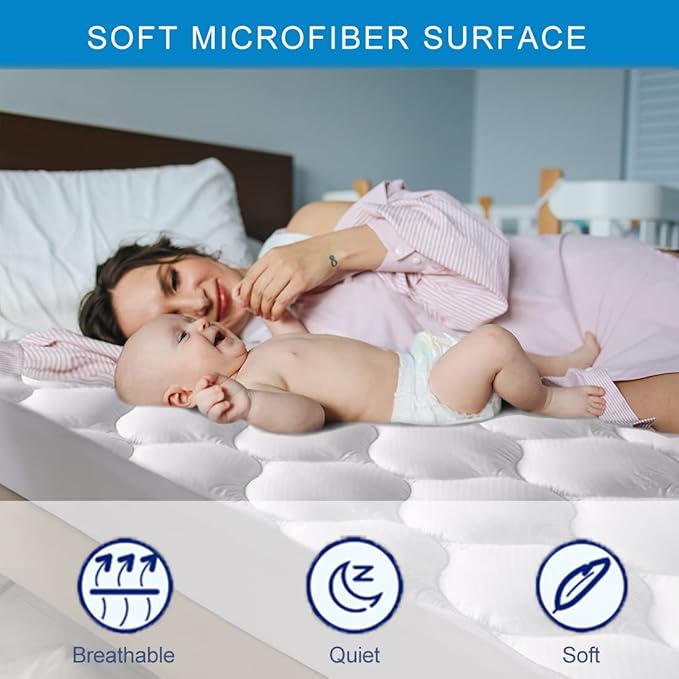 Twin Size Quilted Fitted Waterproof Mattress Pad, Premium Hollow Material Filling Mattress Protector, Breathable, Quiet, Cooling, Machine-Washable Mattress Cover with 21” Deep Pocket