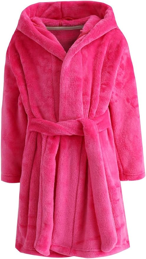 Girls Fleece Hooded Robe Warm Sleepwear for Toddler Kids Soft Fuzzy Bathrobe Gifts