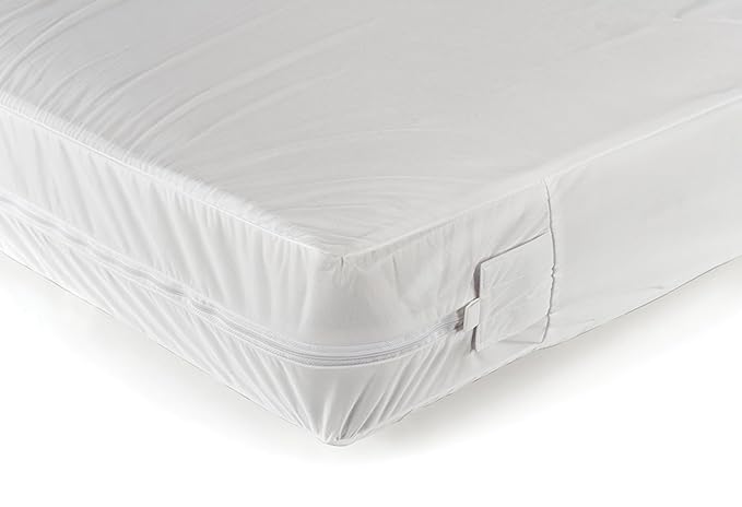 Sealy Baby SafetyCase Protective Waterproof Fitted Zippered Infant Crib Mattress Protector Pad and Toddler Bed Cover Encasement, Bug and Allergy Protection, Machine Washable, 52” x 28”- White