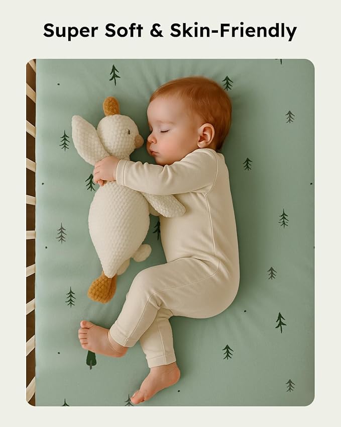 Baby Crib Sheets for Boys Girls Neutral, 2 Pack Crib Mattress Sheet for Standard Crib and Toddler Mattress, Super Soft Breathable Fitted Crib Sheet, 52" x 28"