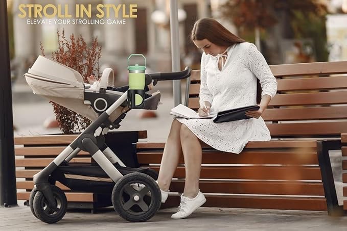 New Stroller Cup Holder for Stanley Quencher H2.0 (30 & 40 Oz. Models), Also Compatible with Stanley IceFlow (20 & 30 Oz. Models) - Transparent