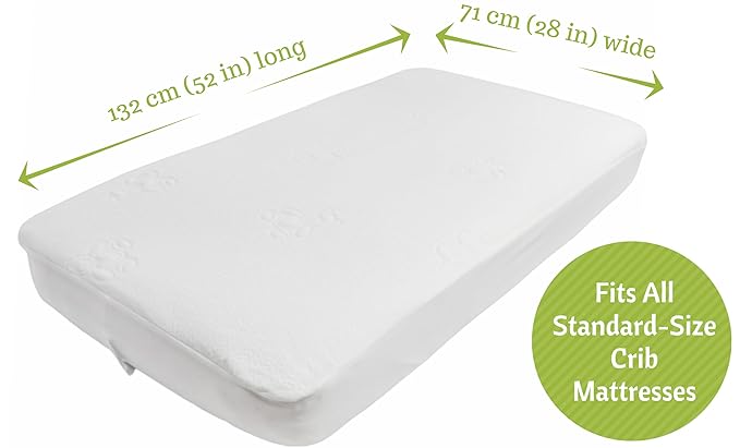 Vesta Baby Crib Mattress Protector - 52” x 28” Noiseless Waterproof Pad Cover - Absorbent Soft Jacquard Bamboo Rayon Fitted Sheet for Infant & Toddler Bed Potty Training