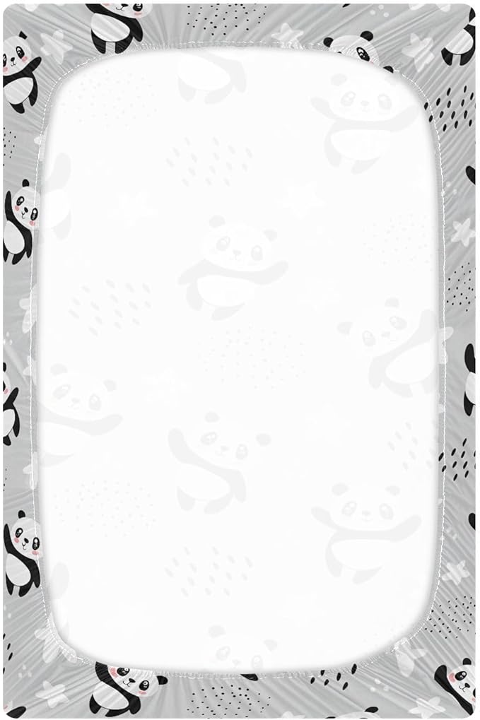 ATTX Fitted Crib Sheet Cartoon Panda Bears Baby Sheets for Standard Crib Toddler Mattress Cover, Soft Microfiber Breathable Mattress Cover,27" x 39" x 5"