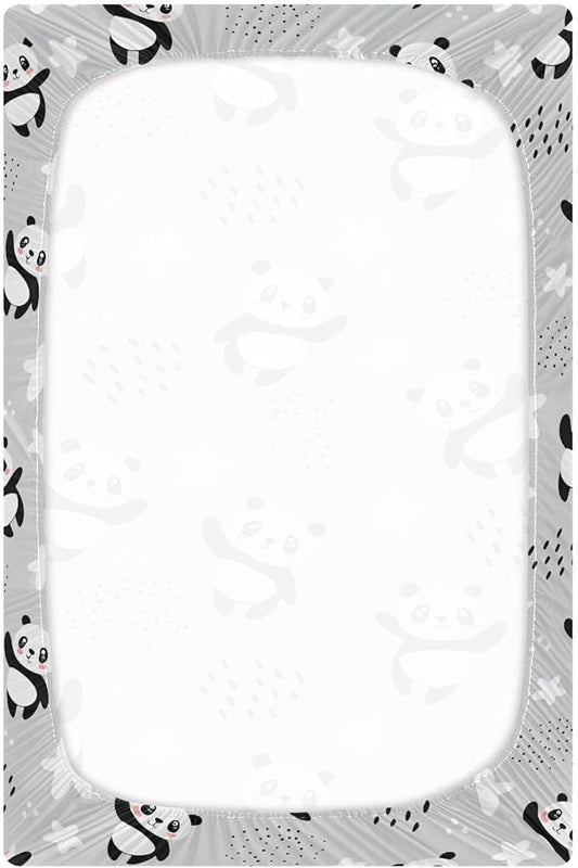 ATTX Fitted Crib Sheet Cartoon Panda Bears Baby Sheets for Standard Crib Toddler Mattress Cover, Soft Microfiber Breathable Mattress Cover,28" x 52" x 9"