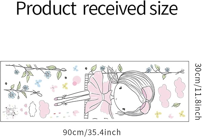 ROFARSO Colorful Cute Lovely Little Girl On The Swing Wall Stickers for Kids Peel and Stick Removable Wall Decals DIY Decorations Decor for Nursery Baby Girls Bedroom Playroom Living Room Murals