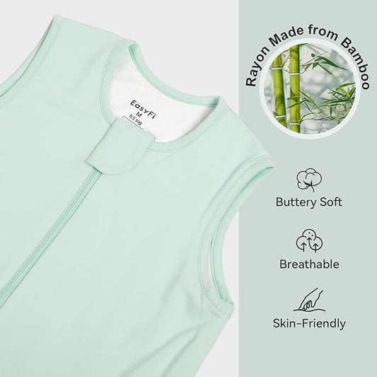 Rayon Made From Bamboo Sleep Sack 3t-4t 0.5 Tog Ultra Soft Summer Toddler Sleep Sack 36-48 Months with Feet 2-Way Zipper Lightweight Sleeping Bag Baby Wearable Blanket (2 Pack)-Green & Blue
