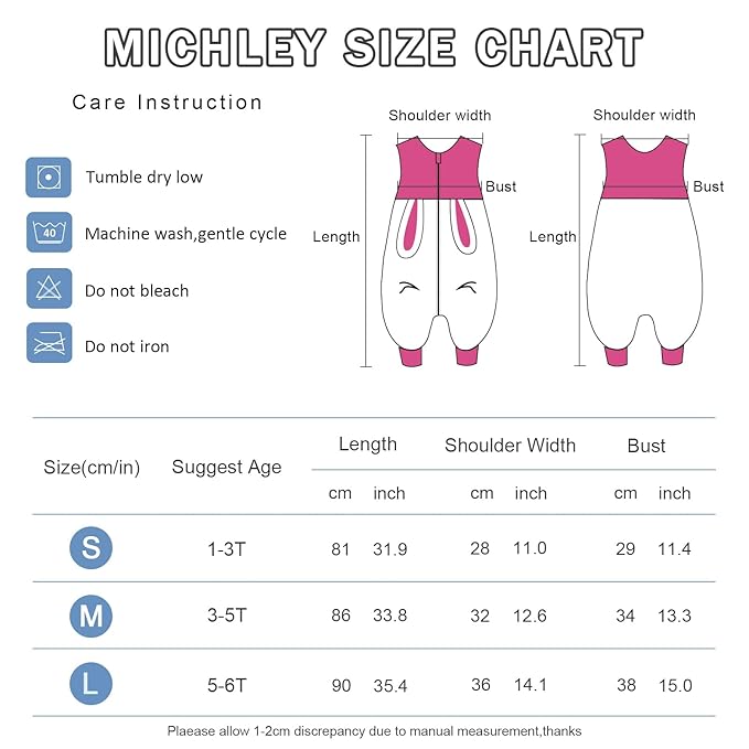 MICHLEY Toddler Sleeping Sack with Feet Newborn Infant Sleeveless Sleeping Bag 2-way Zipper Baby Wearable Blanket for Walkers,Rose Red Rabbit,1-3T