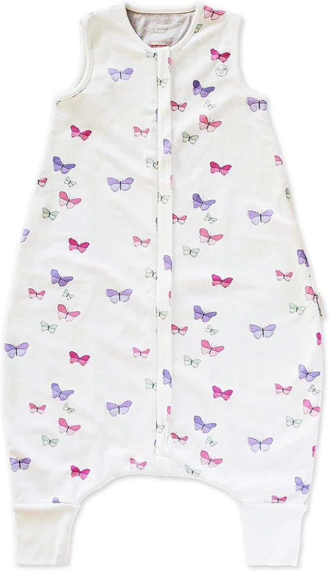 Woolino 4 Season Baby Sleep Bag with legs opening, Merino Wool and Organic Cotton, 6-18m, Butterfly