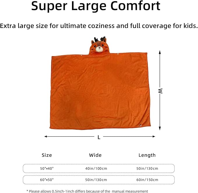Wearable Blanket Hoodie for Kids Toddlers Hooded Towels Soft Cozy Wearable Throw Blanket Hoodie for Boys Girls