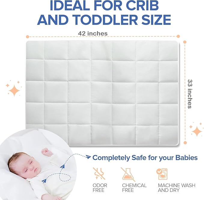 Continental Bedding Toddler Comforter, 100% Microfiber Down Duvet Insert, Sleep Blanket with Cotton Shell, Fits Standard Crib, Toddler Bed, 33x42 Inches, White