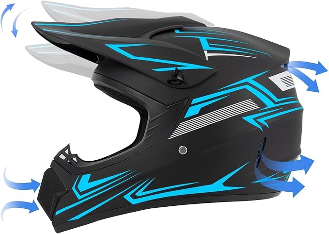 Adult Dirt Bike Motocross Helmets (Goggles Gloves Face Mask) 4PCS Set, Men Women Full Face Motorcycle Helmet Mountain Bike Off Road Helmets, DOT Approved ATV Helmet