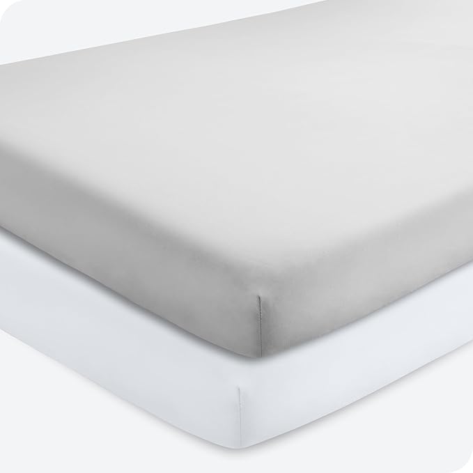 Bare Home 2-Pack Fitted Crib Sheets - Premium 1800 Ultra-Soft Microfiber - Breathable - Baby Sheet - for Boys & Girls - Fits Standard Crib and Toddler Mattresses (Cloud Grey/White)
