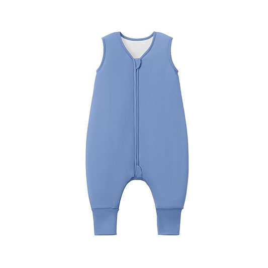 Baby/Toddler Sleep Sack with Legs, Rayon from Bamboo 95% + 5% Spandex, 1.0 TOG, 2‑Way Zipper Sleeping Bag, Walker‑Friendly 18-36M Blue