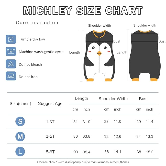 MICHLEY Toddler Sleeping Sack with Feet Newborn Infant Sleeveless Sleeping Bag 2-way Zipper Baby Wearable Blanket for Walkers,Penguin,3-5T