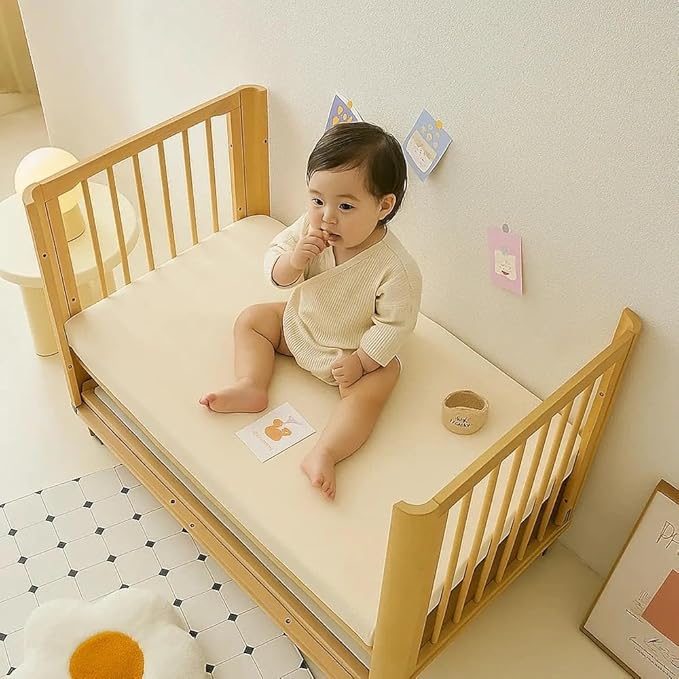 Muslin Crib Sheets for Girl Boy, 100% Cotton Neutral Baby Crib Sheets Fitted for Standard Crib Mattress, Soft and Breathable - 28"x 52", 2 Pack (Strawberry, Cream)