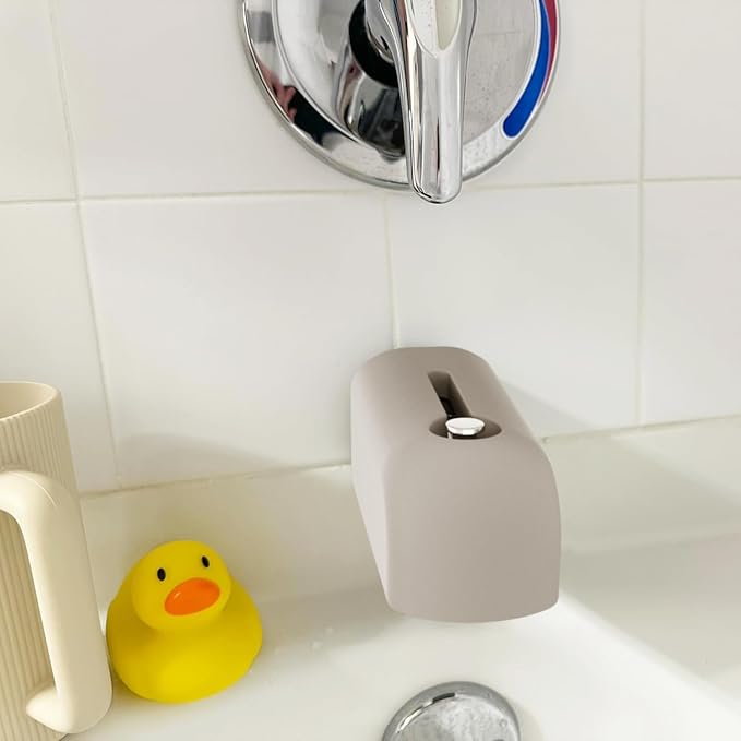Faucet Cover Bathtub, Soft Silicone Tub Spout Cover, Faucet Protector for Kids, Bath Spout Guard for Bathtubs, Bathroom Tub Faucet Cover, Water Spout Cover for Child Safety, Universal Fit（Taupe）