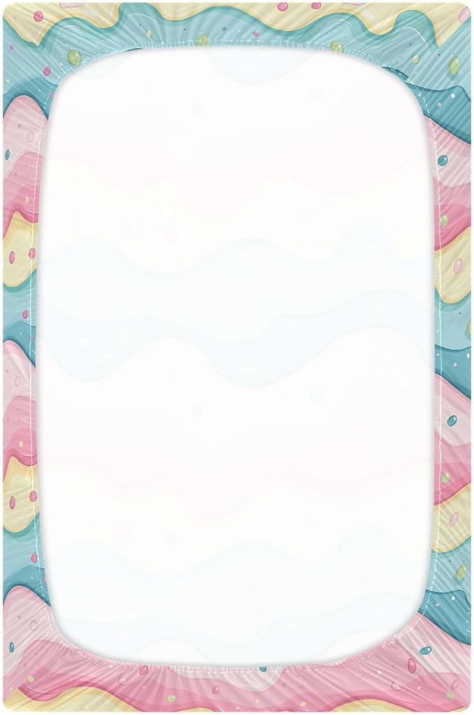 Baby Crib Sheets Fitted Crib Sheet Standard Crib and Toddler Mattress for Boys Girls 39 * 27in Pink Starfish Shell Pattern (Cute Ice Cream Pattern, Small)