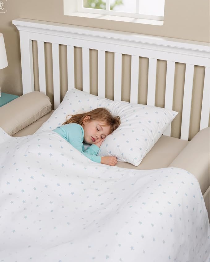 Lilian&Gema 2-Pack Inflatable Bed Rails for Toddlers, Non-Slip Soft FlockingTravel Bed Bumper for Kids for King, Queen, Twin, Full, Toddler-Size Bed, Portable Bed Rails for Hotel, Travel, Home