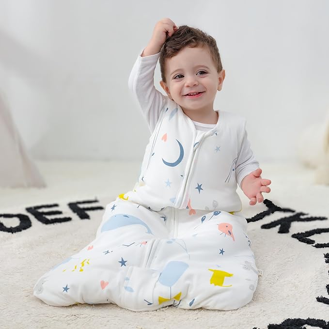 Mosebears Sleep Sack Baby Winter Wearable Blanket with 2-Way Zipper,2.5 TOG Cotton Sleep Sack Unisex (2 Pack, 0-6 Months)