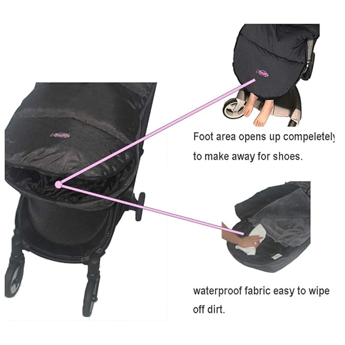 Kids DIY Play Fun Universal Stroller Bunting Bag,Winter Weather Resistant Waterproof Melange with Ultra Soft Coral Lining,3D Cotton Filling,Side Zippers Opens,Front Height Adjustable