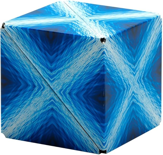 Shashibo Shape Shifting Box - Award-Winning STEM Fidget Toy with Strong Magnets - Fidget Cube Transforms Into 100+ Shapes, Christmas Stocking Stuffers Gift for Kids, Teens, and Adults (Blue Planet)