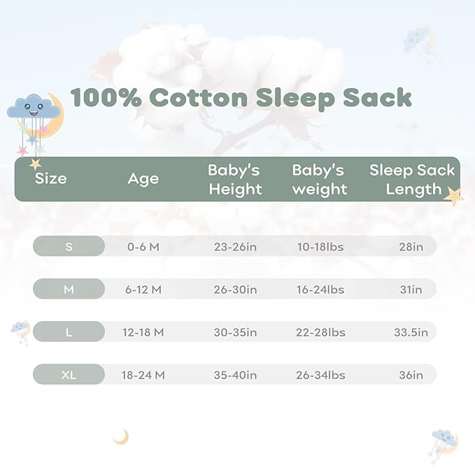 Yoofoss Baby Sleep Sack 6-12 Months 0.5 Tog Wearable Blanket for Baby, 3 Pack 100% Organic Cotton Infant Toddler Sleeping Sack 2-Way Zipper Lightweight Sleep Sack