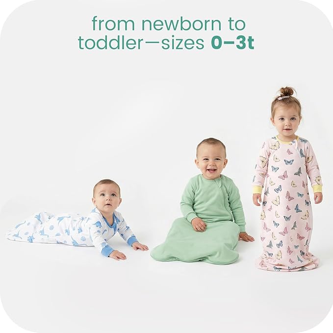 Baby Sleep Sack Long Sleeve 1.0 TOG 0-6-18-3T Wearable Blanket Infant Sleeping Bag, Soft & Breathable, 2-Way Zipper