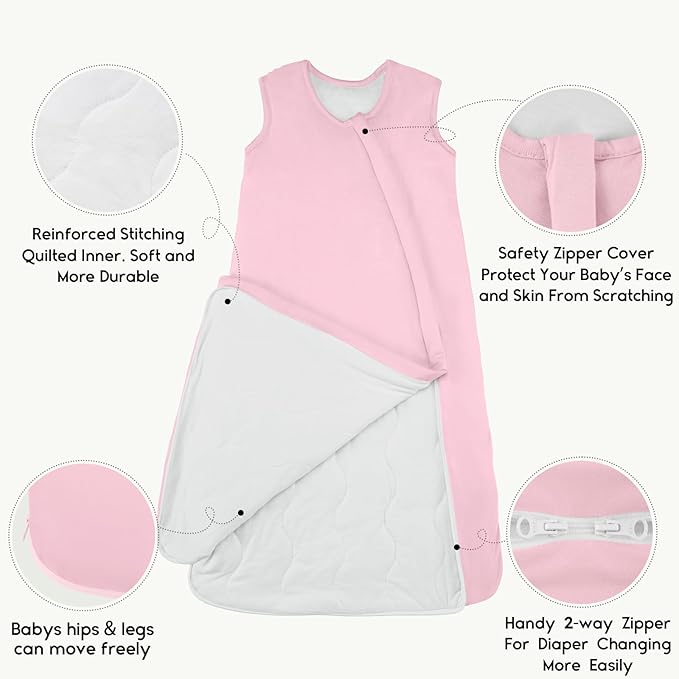 Yoofoss Rayon Made from Bamboo Baby Sleep Sack 18-24 Months 1.0 Tog Baby Wearable Blanket, Super Soft Infant Toddler Sleeping Sack 2-Way Zipper