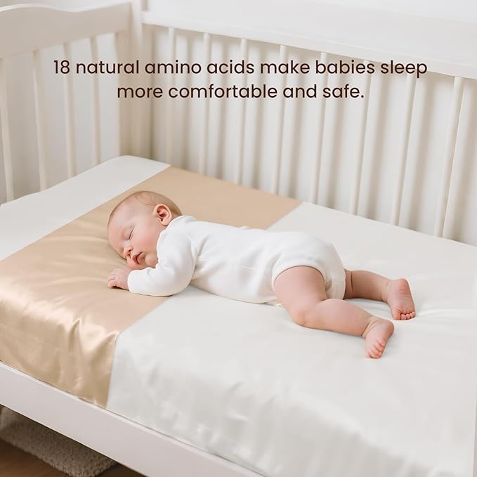 THXSILK 100% 7A+ Grade Mulberry Silk Mini Bassinet Toddler Baby Sleeve Slip for Hair and Skin Health, Oeko-TEX Certified Safety Comfortable 22inch*20.5inch, Champagne 2 Pack