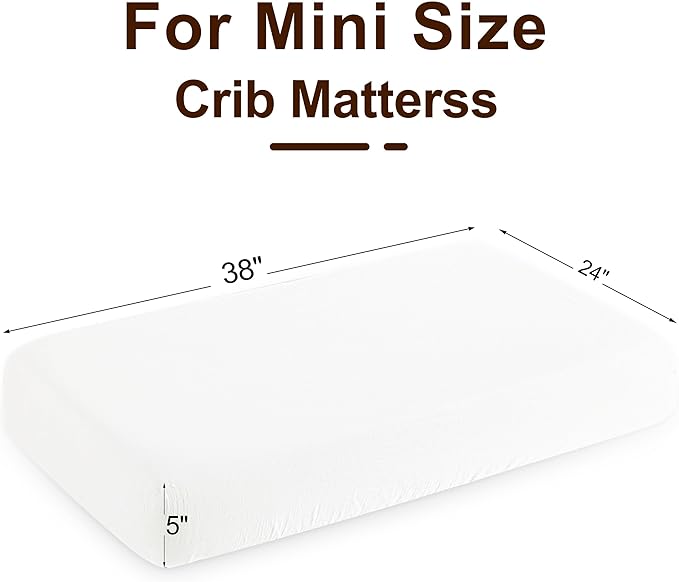NTBAY 2 Pack Muslin Cotton Mini Crib Sheets, Soft and Breathable Double Layer 24x38 Baby Crib Sheets for Mini Crib and Toddler Mattresses, Boys, Girls, Unisex, White, 24x38 Inches