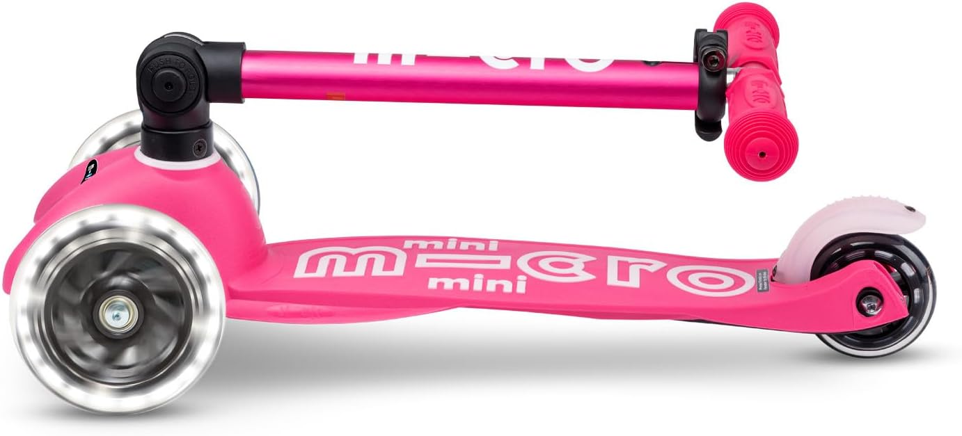 Micro Kickboard - Mini Deluxe Foldable LED Scooter, 3-Wheeled, Lean-to-Steer, Swiss-Designed Micro Scooter with LED Light-Up Wheels, for Kids Ages 2-5