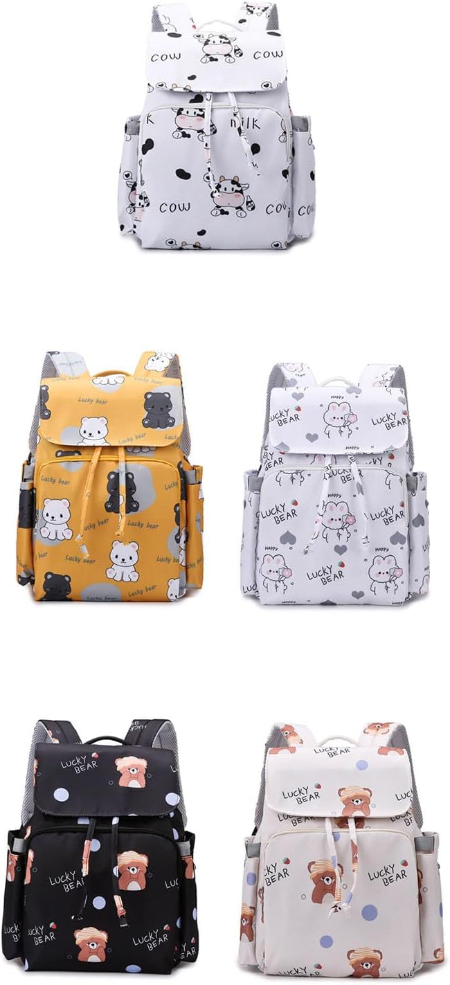 Multi Compartment Diaper Bag with Stylish Print Design Waterproof Oxford Fabric Backpack for Moms Travel Outdoor