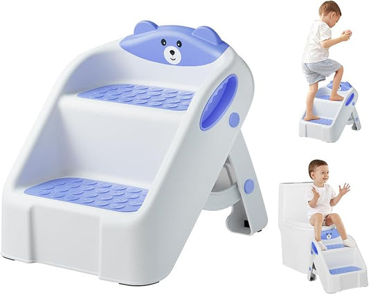 Step Stool for Toddlers, Toddler Step Stool for Bathroom Sink, Foldable Non-Slip Kids Stool with Handle, 2 Step Stools for Kids, Toddler Stool for Kitchen Bedroom Counter Sink