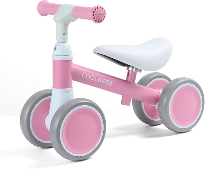 COOLBEBE Baby Balance Bike for 1 Year Old Boys Girls Gift, 2 Year Old Toddler Balance Bike with 4 Silent Wheels, One Year Old Birthday Gift Children for 12M-36M Pre-School