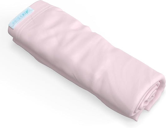 QuickZip Crib Extra Zip-On Sheet (SecureFit Wraparound Base Not Included) - Faster, Safer, Easier Baby Crib Sheets - Blush 100% Cotton - Fits All Standard Crib Mattresses