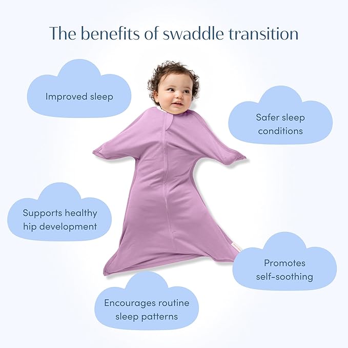 SleepingBaby Zipadee-Zip Transition Swaddle - Cozy Baby Swaddle Blanket with Zipper Convenience - Roomy Wearable Blanket for Easy Diaper Changes - Classic Lavender, Large (12-24 Month) - 2 Pack