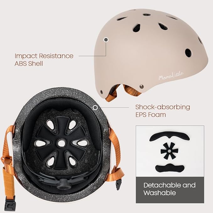 MomnLittle Kids Bike Helmet with Quick Pinch-Free Magnetic Buckle CPSC Certified Bike Helmet for Toddler Boys and Girls