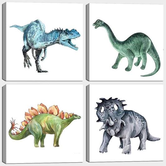 Popuwall Dinosaur Wall Pictures Dinosaur Wall Art, Boys Room Canvas Wall Art, Dinosaurs Artwork for Boys Bedroom, Kids Girls Room Decoration