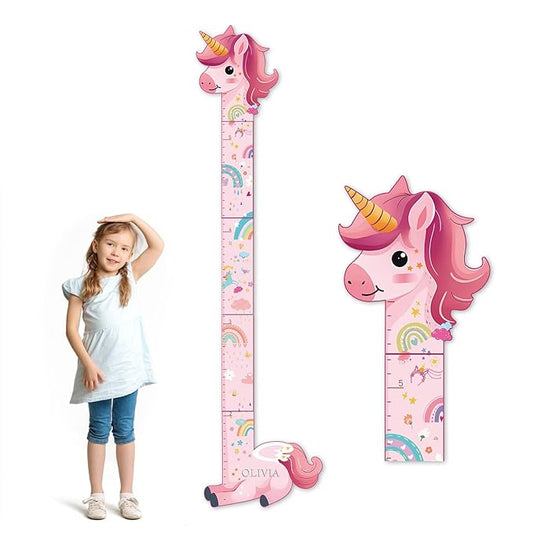 Woodemon Personalized Name Growth Chart for Kids, Unicorn Wooden Wall Decor Growth Chart, Wall Decor for Kids Room, Wooden Growth Chart for Wall and Nursery Medical Office Toddler Playroom