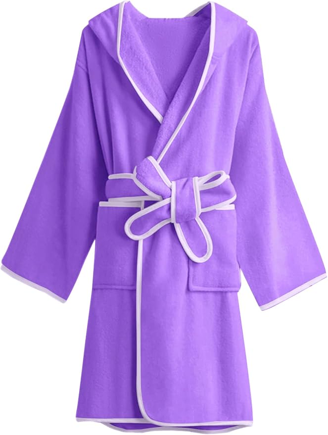 Umeyda Boys Girls Bathrobe Soft Towel Hooded Robe Kids Terry Cloth Cotton Robes, 3-12 Years