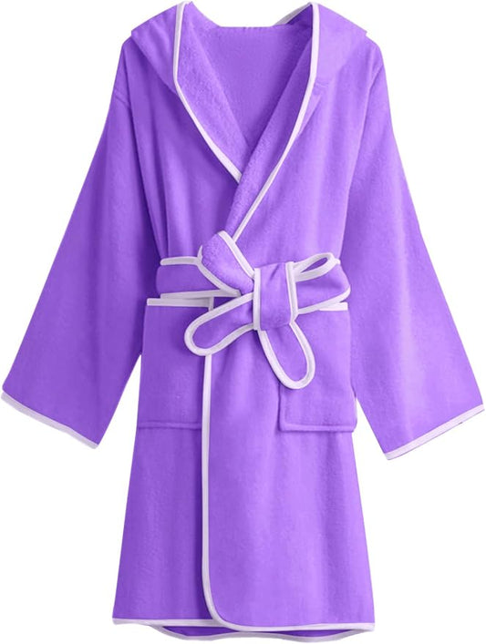 Umeyda Boys Girls Bathrobe Soft Towel Hooded Robe Kids Terry Cloth Cotton Robes, 3-12 Years