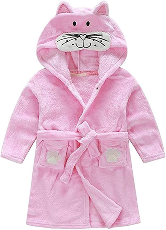 Kids Little Boys Girls Coral Fleece Bathrobe Unisex Kids Robe Pajamas Sleepwear