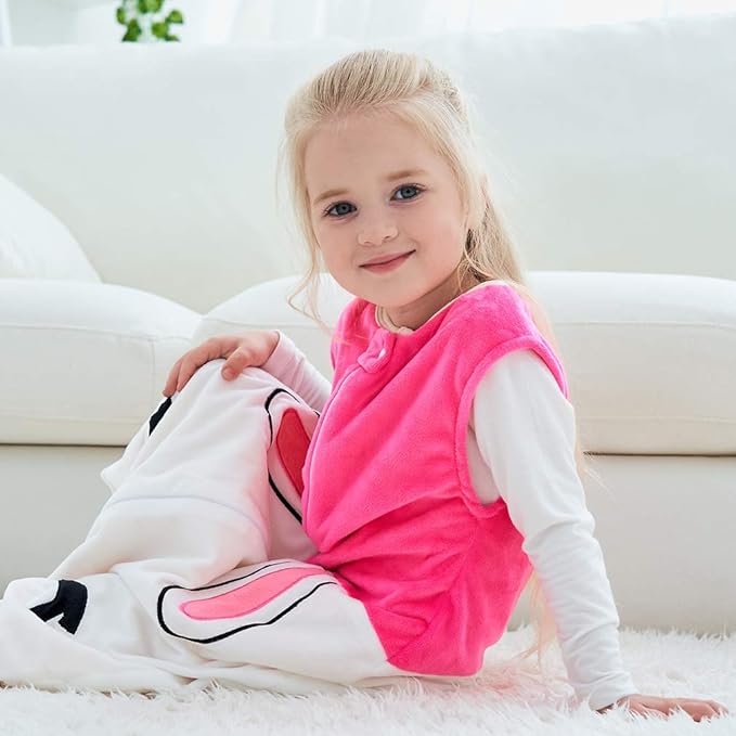 MICHLEY Toddler Sleeping Sack with Feet Newborn Infant Sleeveless Sleeping Bag 2-way Zipper Baby Wearable Blanket for Walkers,Rose Red Rabbit,1-3T
